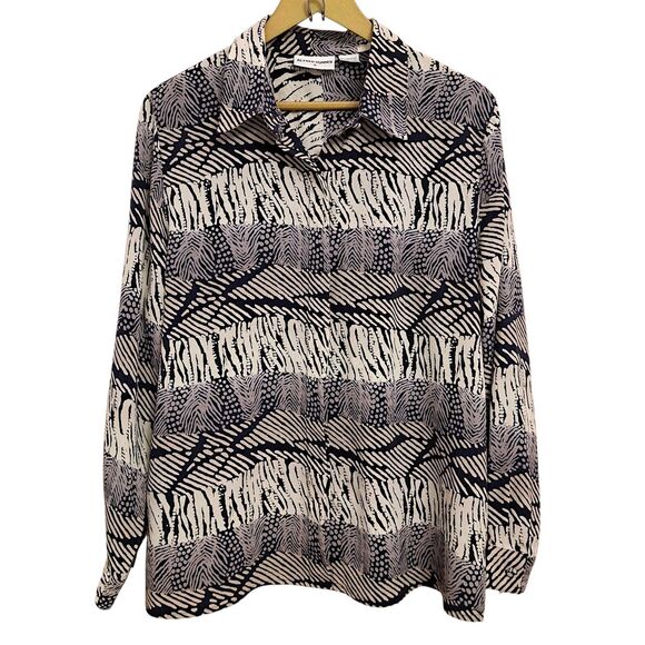 Vintage Alfred Dunner Women Button Up Long Sleeve Shirt Size 16 Animal Print - Picture 1 of 10